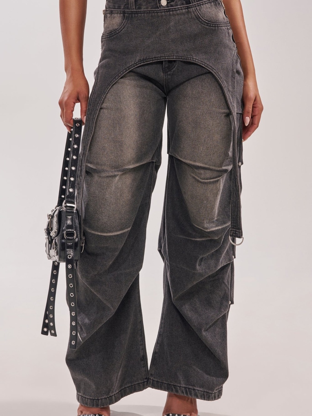 AKIRA Distressed Black Wide-Leg Jeans